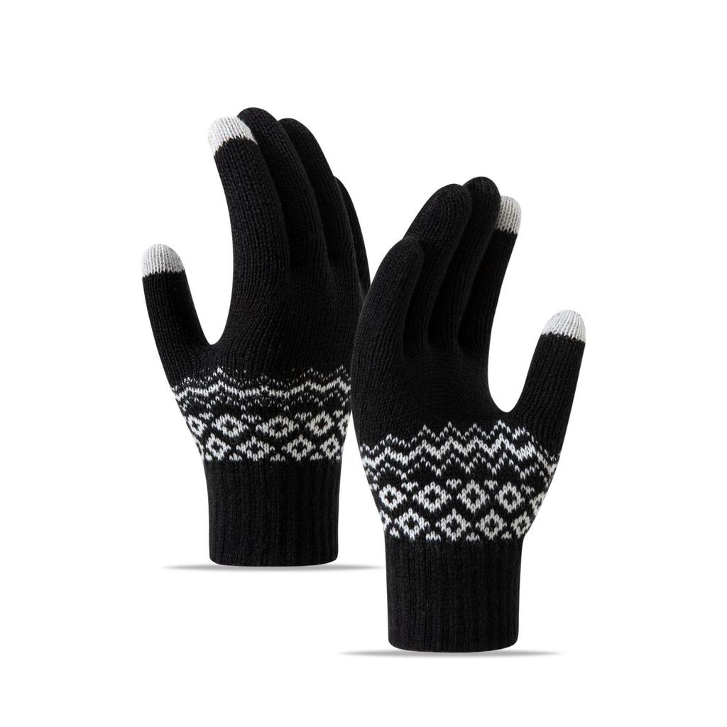 Women's Winter Velvet-Lined Touchscreen Knit Gloves - Cute, Thick, Korean Style, Cold-Proof