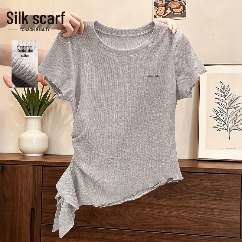 

Women s Fashion Round Neck Slim Fit T-shirt L