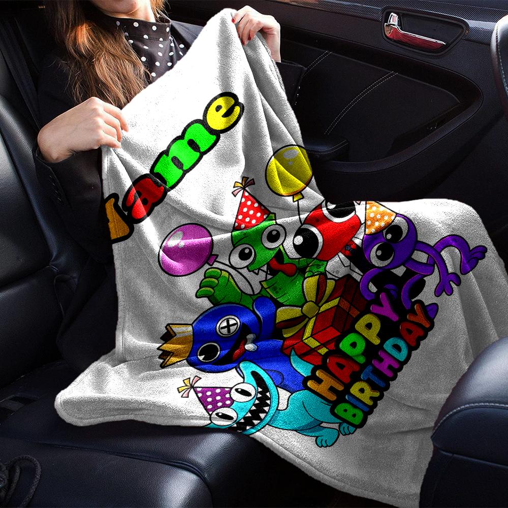 Custom Name Garten of Banban Theme Printed Blanket - Perfect for Couch, Bed, Travel & Outdoor Use | Machine Washable, Cozy & Durable.