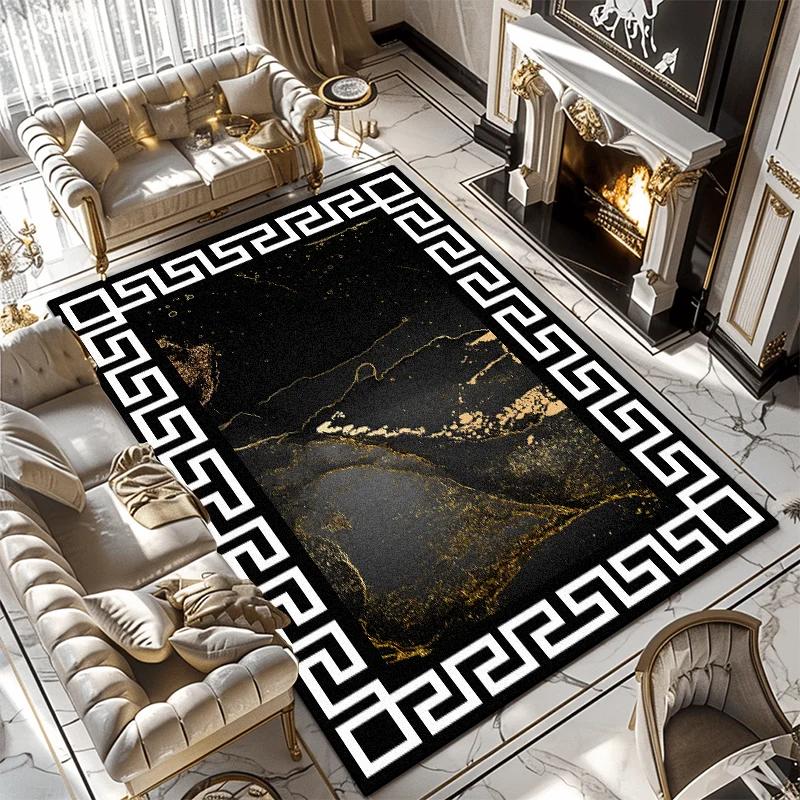 Modern Simple Household Mat Soft Luxury Carpets for Living Room Non-slip Bedroom Luxury Decoration Tapetes Black 160x230cm Rug