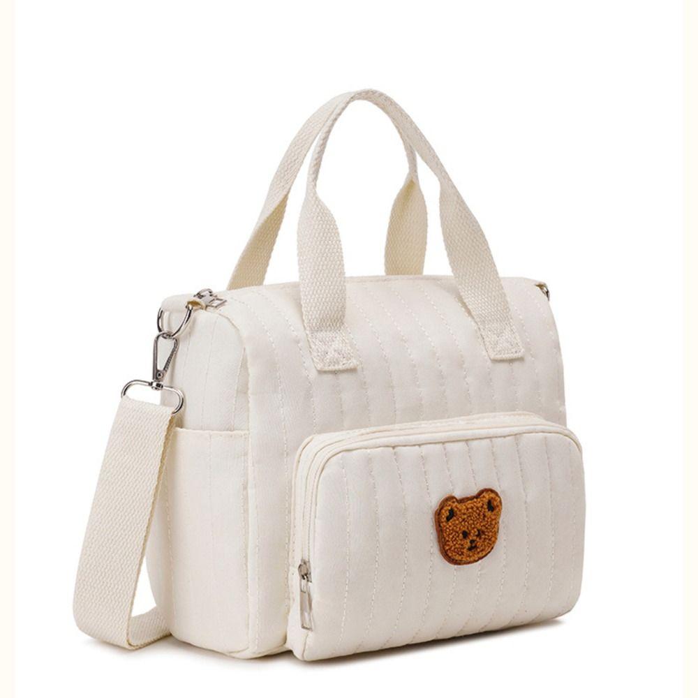 Embroidery Mummy Bag Korean Style Quilted Embroidered Shoulder Bag Baby Diaper Organizer Female