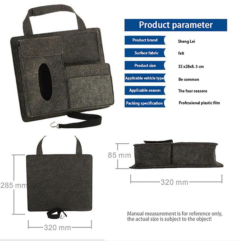 Multi-Purpose Car Storage Bag Organizer Hanging Bag Box Paper Towel Phone Storage Felt Bag Trash Can Organizer Car Accessories