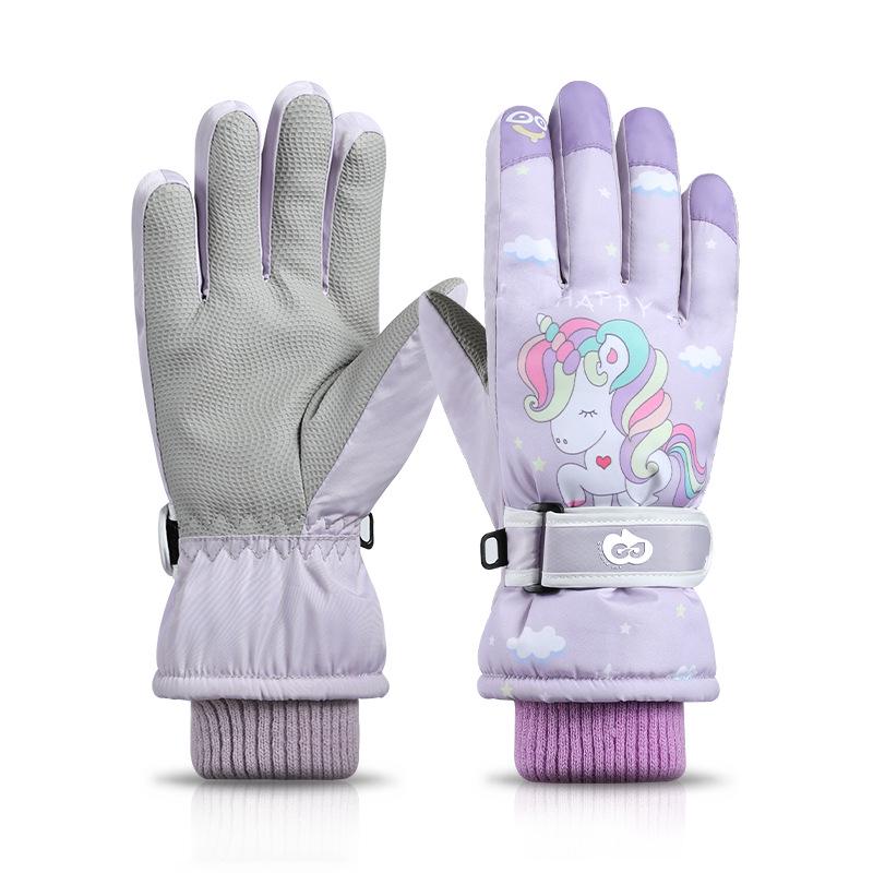 Kids' Waterproof Ski Gloves - Fleece Lined, Thickened Cotton for Winter Play