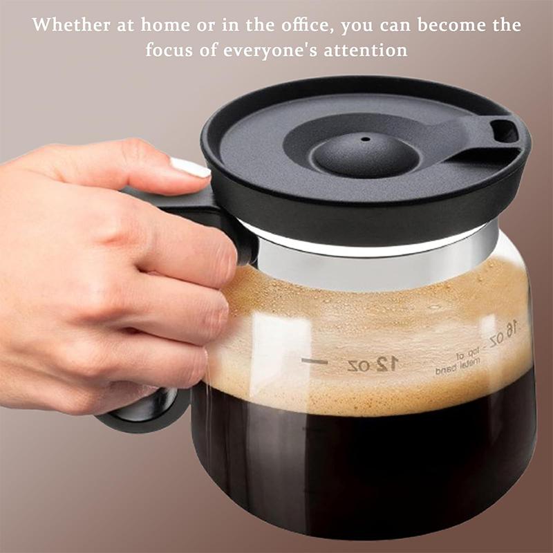 16 Oz Glass Coffee Mug That Looks Like A Coffee Pot Style Shape Mini Heatproof Large Capacity Clear Cup With Travel Lid Gift