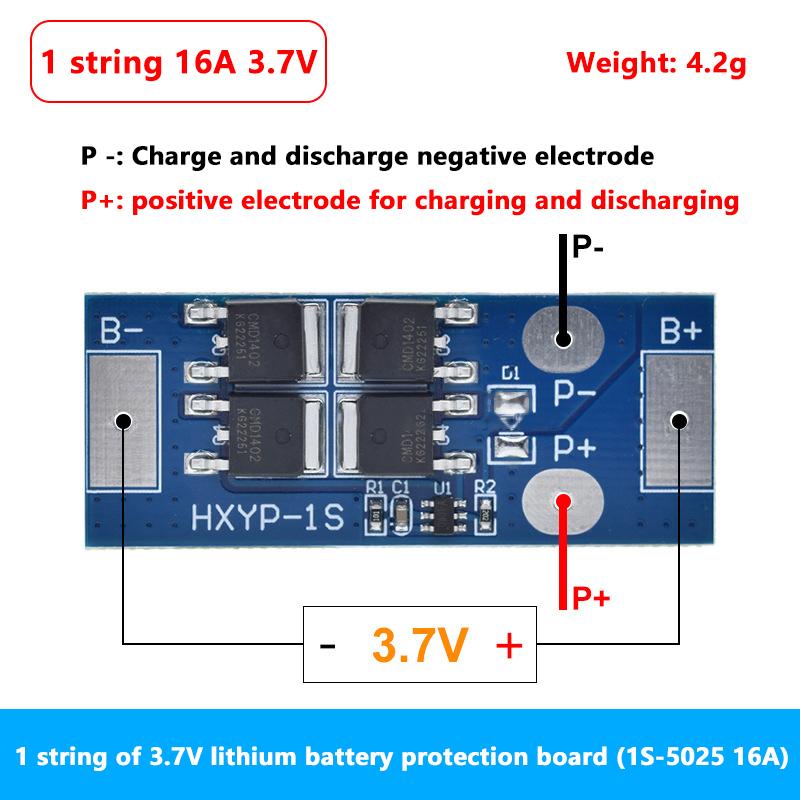 Li-Ion Battery 1S Safety Board BMS 12A 16A 24A 3.7V LiFePO4 18650 4.2V with Overcharge & Short Circuit Protection