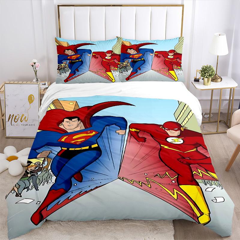 3pcs Superman, Flash Duvet Cover Set, 1 Duvet Cover + 2 Pillowcases (No Insert), High-Definition Print for All Seasons,Durable Yy251103062