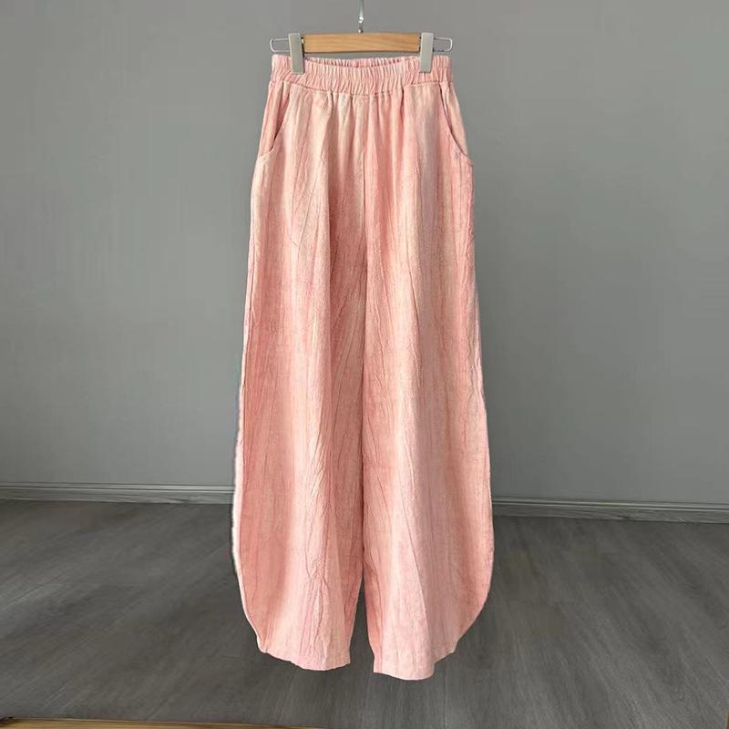 

Women s Hemp Tie-Dye Distressed Lantern Pants: Cotton & Linen Zen Meditation Wear 26 Small