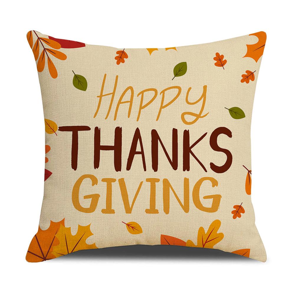 Yellow Thanksgiving Cushion Home Cartoon Turkey Sofa Cushion Linen Office Cushion Cover Home