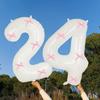 2pcs101.6cm Pink Bow Decoration White Digital Balloon for Birthday Anniversary Wedding Graduation Season New Year Decoration