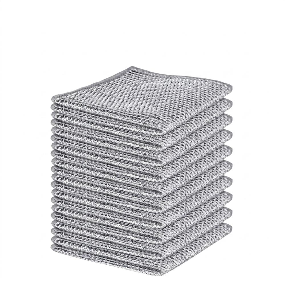 10pcs Wet And Dry Use Double Sided Wire Rags Nonstick Scrubbing Pads Convenient Dishcloths Home