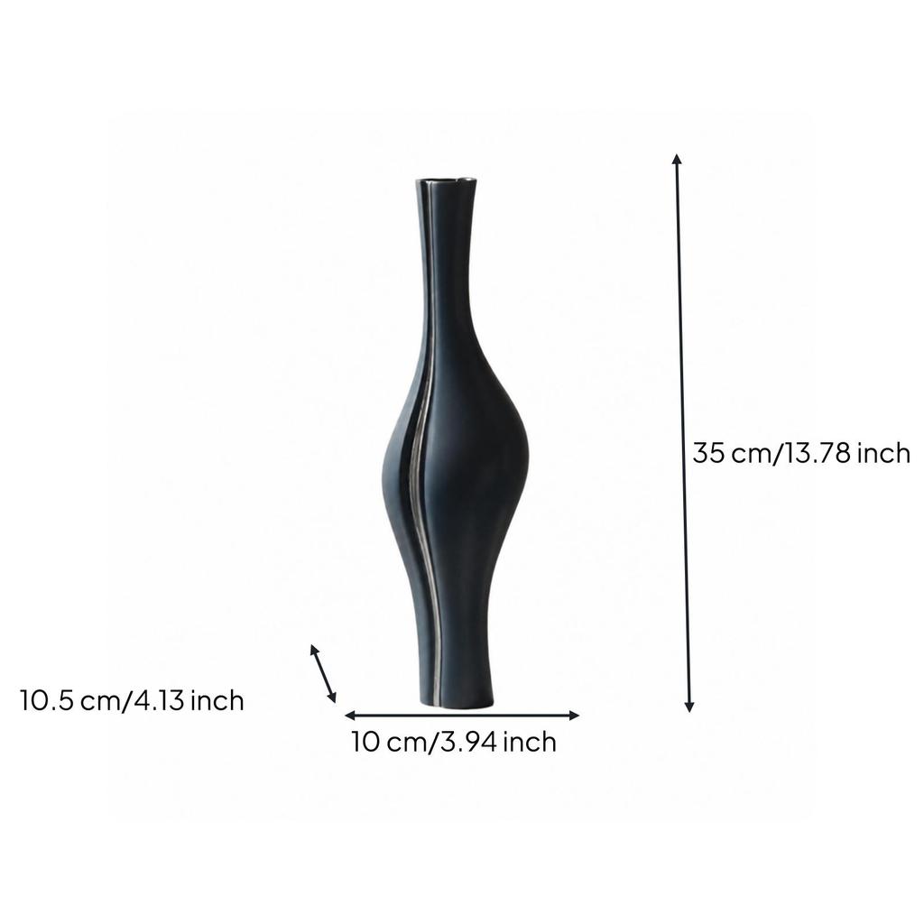 Modern Ceramic Vase with Silver Accent Versatile for Tabletop