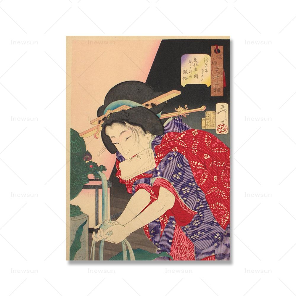 Japan Ukiyo Geisha Wall Art Canvas Painting Vintage Abstract Women Posters And Prints Wall Pictures For Kitchen Room Home Decor