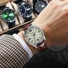 Men's Quartz Movement Clock Leather Strap Watch Number Wristwatch