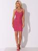 Allegra K Women's Sequined Dress, Backless, V-Neck, Mini Party/Club Dress, Hot Pink, Size XS, Halloween Costume