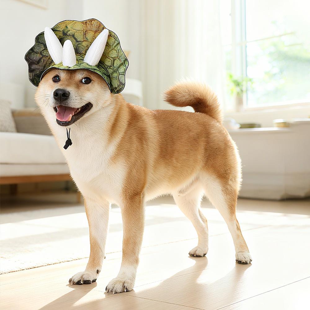 Adjustable Dinosaur Hat for Dogs Cute Funny Creative Dog Costumes Cap Cool Pet Hat Cosplay for Halloween Christmas Photo Prop