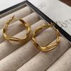 Blogger-Endorsed Wavy Circular Ear Cuff Earrings: Chic, Stylish Irregular Hoops for a High-End Look