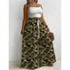 Large size women's printed loose wide leg pants, elegant with pockets, suitable for vacation and daily wear