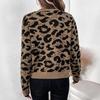 2026 Autumn/Winter Leopard Print Lace-up Round Neck Cardigan Sweater