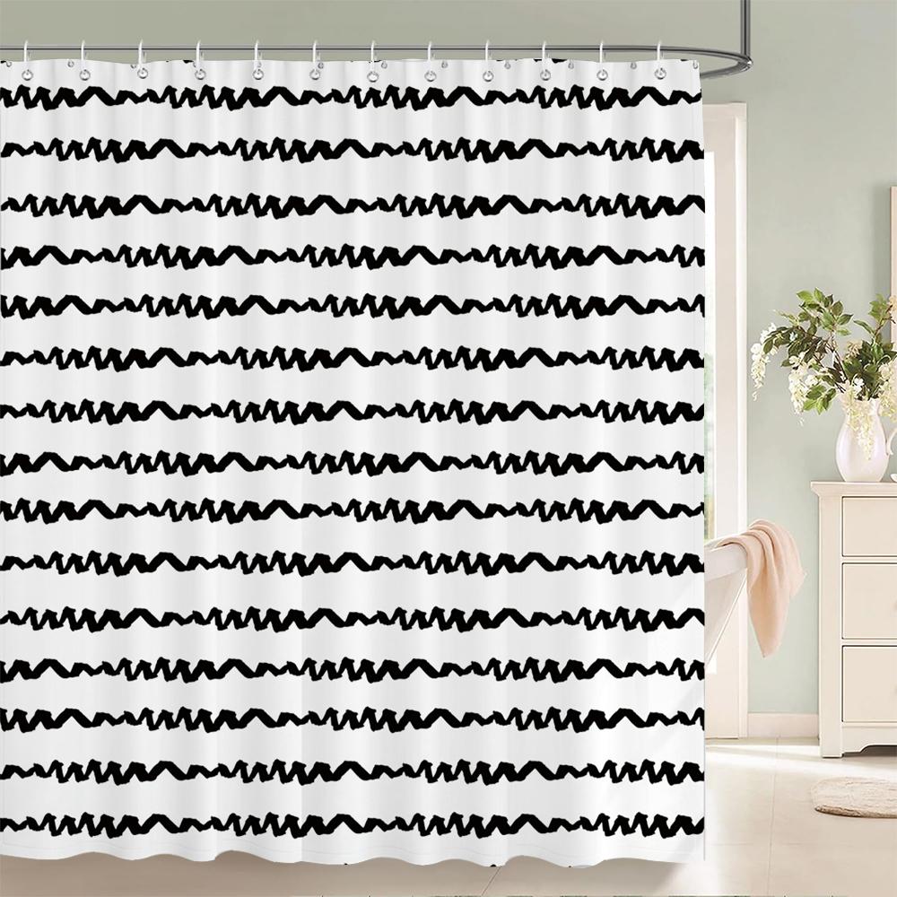 1 Pcs Simplicity style Shower Curtain Black and white Printed Bathroom Curtain Waterproof Polyester Home Decoration Curtain