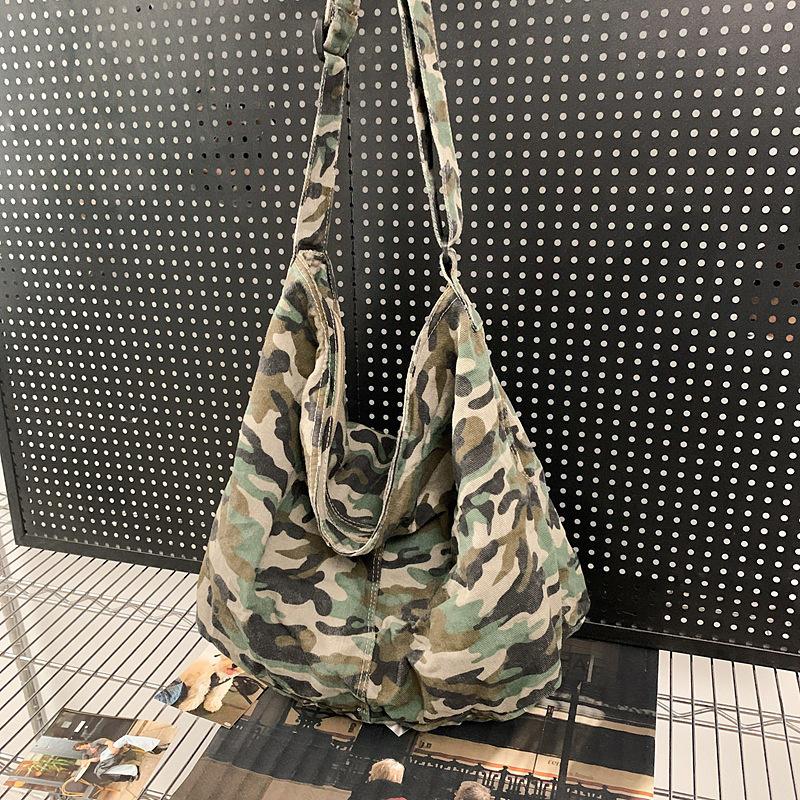 Japan and South Korea Simple Lazy Style Literary Wash Canvas Bag Large Capacity Messenger Bag Student Shoulder Bag Leisure Shopping Bag