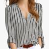 Semplice ed elegante camicia a righe stampata da donna a maniche lunghe taglie forti casual camicetta da donna vintage con bottoni e colletto rovesciato camicette da donna top 24661