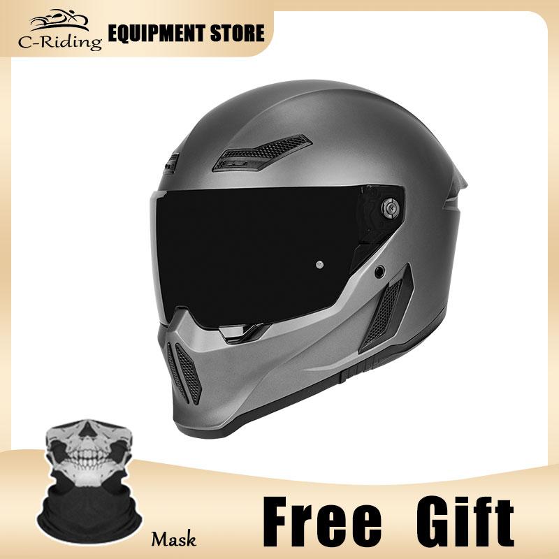 C-Riding Winter Warm Cruising Professional Women and Men Safety Hats Retro Cruising Full Helmet DOT Certified Summer