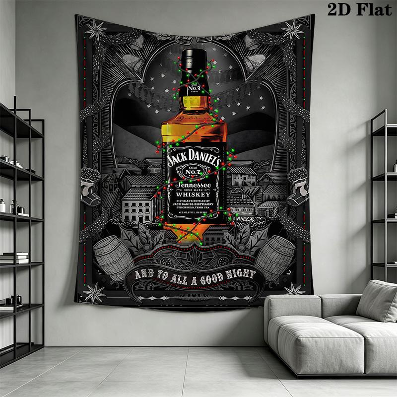 Jack Daniel'S Tennessee Whiskey Bottle Tapestry Wallmounted Background Cloth Atmospheric Background Cloth Homestay Soft Decoration Tapestry