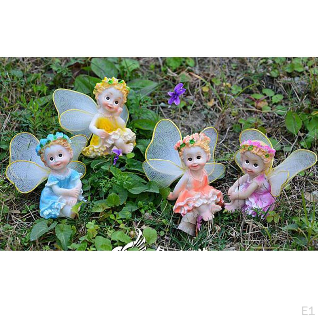 4 Pcs Resin Garden Ornaments Miniature Fairy Table Decoration
