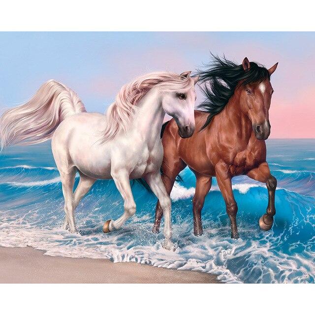 

DIY 5D алмазная живопись лошадь животное полная круглая дрель Алмазная вышивка картина стразы мозаика ремесла украшение дома Full Round 20X30CM