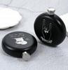 Black Stainless Steel Hip Flask Portable 5oz Round Wine Pot Laser Print Business Gift