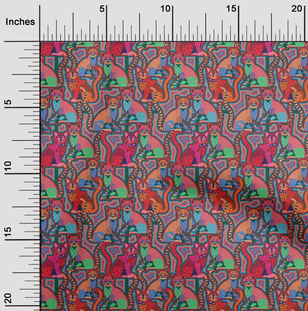 oneOone Cotton Flex Light Red Fabric Abstracts Quilting Supplies Print Sewing Fabric By The Yard 40 Inch