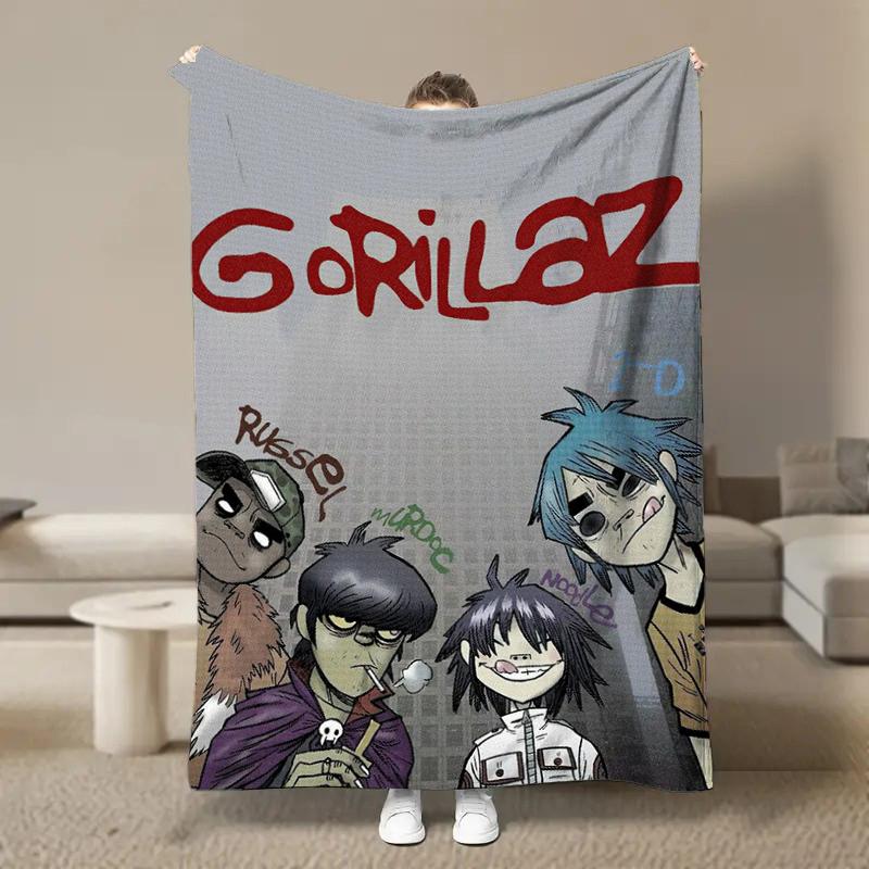 Wirtualny Zespół Rockowy Anime G-Gorillaz Miękkie Kocyki, Koc Grzewczy Komfortowy Koc na Piknik Łóżka Kanapę Domowy Sypialnia