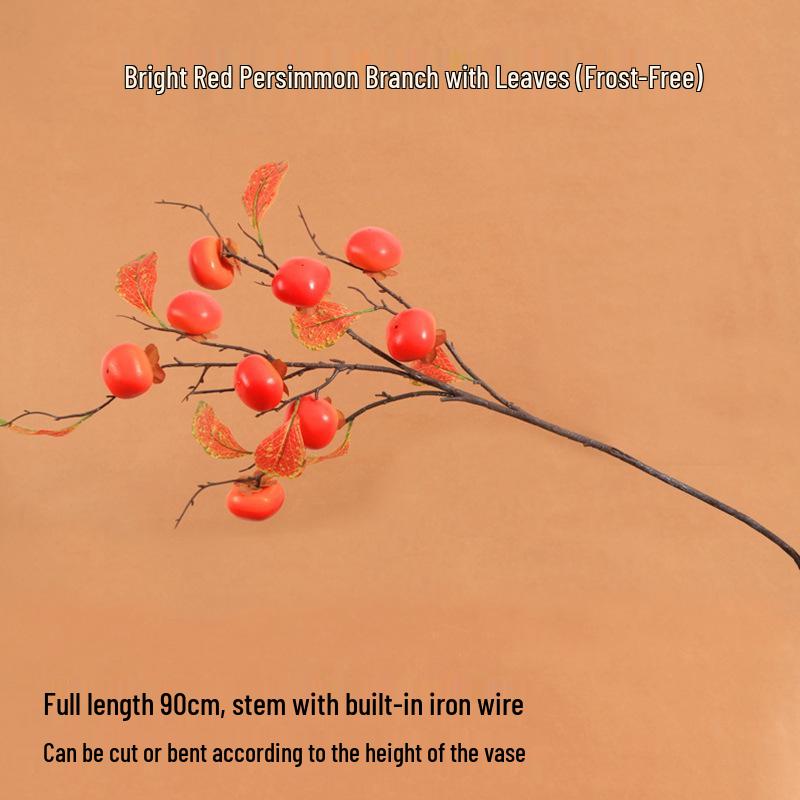 Persimmon Ruyi Ornament: Artificial Persimmon Tree Branches for Home or Hotel Decoration