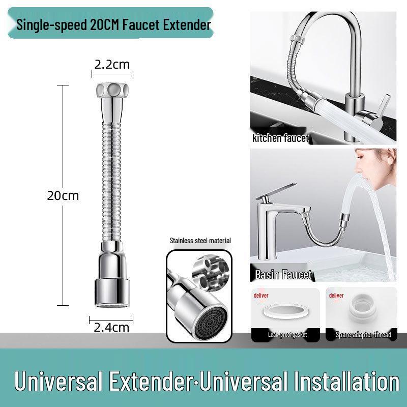 Universal Anti-Splash Faucet Extender with Rotating Joint for Balcony Use