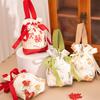 5 Pcs Retro Floral Print Candy Bag High-grade Chocolate Candy Favour Bags Portable Cloth Wedding Party Drawstring Candy Bags 