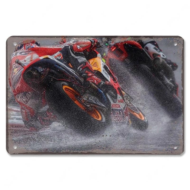 Vintage Metal Tin Signs Motor Sports Posters Decor Motorcycle Racing Retro Metal Plaque Wall Art Decor for Garage Bar