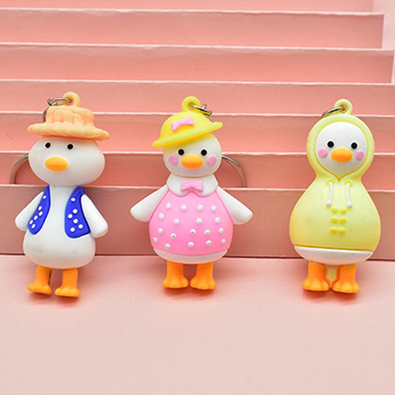 Cute Yellow Duck Keychain Pendant - Cartoon Character for Bags or Cars