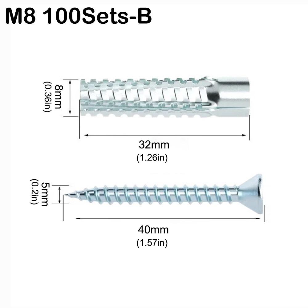 Vroubkované kovové rozpínací trubkové hřebíky Kovové vruty do zdi Nový rozpínací šroub Betonová zeď