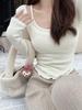 Pure Style Two-Piece Long-Sleeve Ruffle Top: Slim-Fit, Versatile Korean Fashion