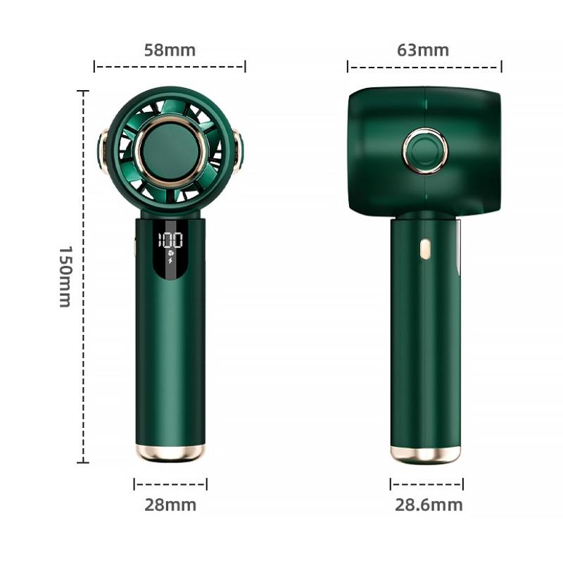 New High Speed Powerful Fan Usb Smart Display Mini Handheld Fan Portable Rechargeable Turbo Small Fan Pocket Desktop Small Electric Fan