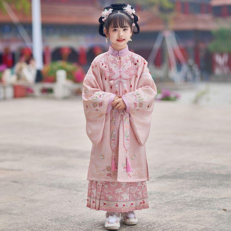 2026 Spring/Autumn Ming Dynasty Embroidery Children's Hanfu Yun Jian Princess Dress Jacquard Style Set