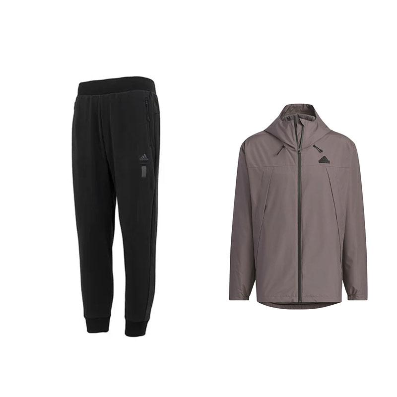 

Adidas Logo Comfortable Hooded Jacket And Tapered Knit Pants Casual Sports Set Men Sports Set JF0965+IA8187 XL
