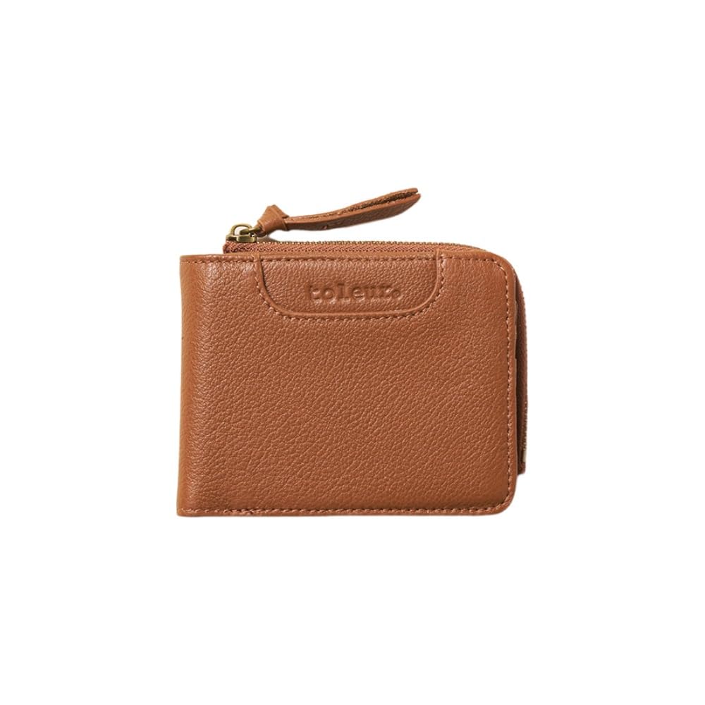 

toleur Tora Women s Genuine Leather Mini Wallet, Simple Design, Cowhide Leather, Camel, 12028-CM