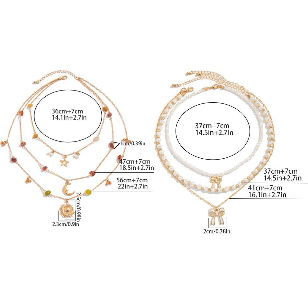 Pendant Clavicle Chain Women Bead Bowknot Clavicle Necklace Fashion Y2K Multilayer Necklace  Ladies