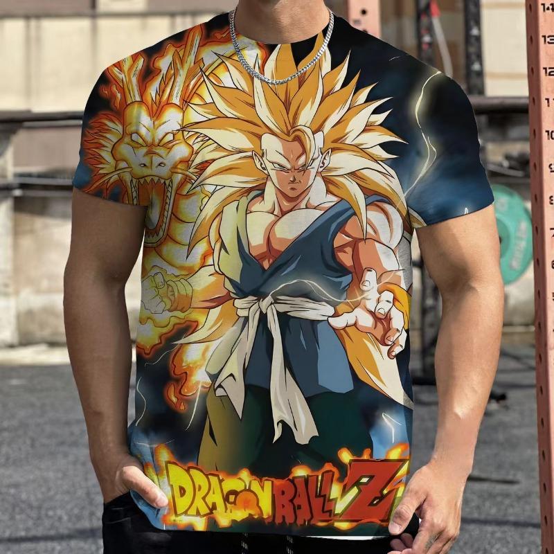 2026 Summer Dragon Ball Retro Fitness T-shirt Men's Oversized 3D Printed Short-sleeved Family Unisex Children's Sports Shirt