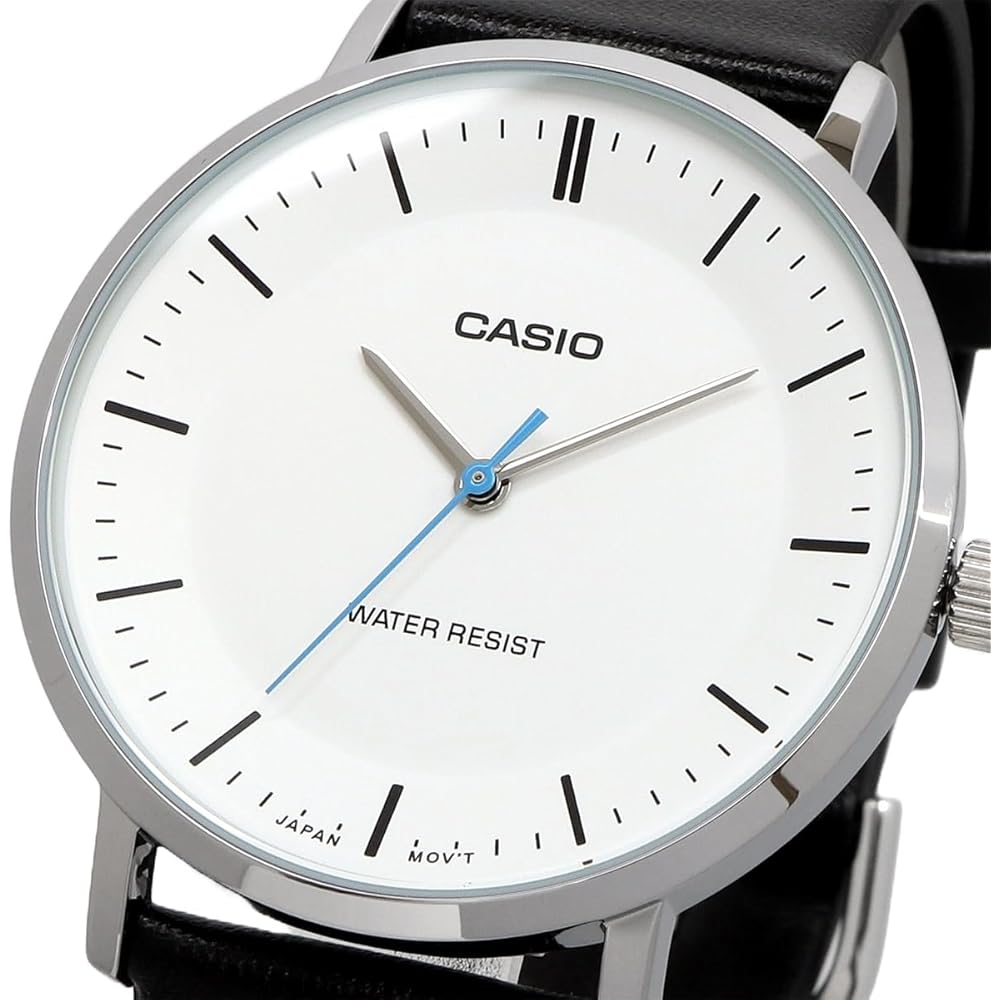 Casio MTP-VT04L-7E Quartz Men's Watch White Black Leather Band International Model