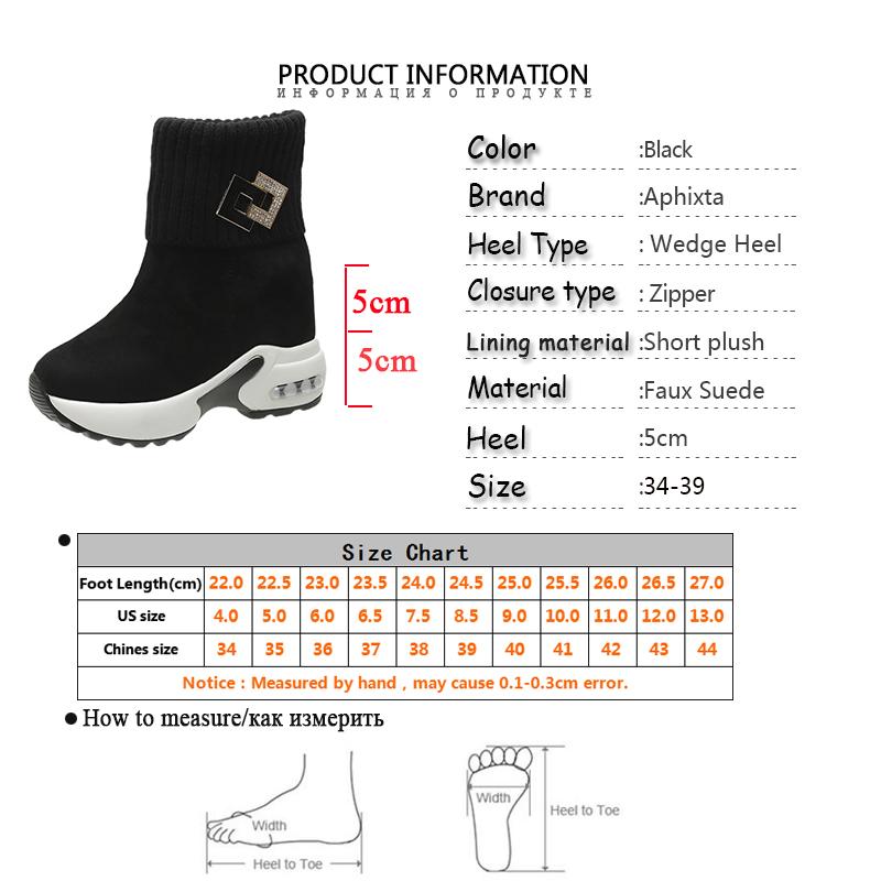 Fashion Aphixta Winter Snow Boots 5cm Height Increasing Women Shoes Short Plush Wedge Heel Ladies Shoes botas mujer invierno 2025