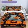3pcs Halloween Pumpkin Duvet Cover Set - Machine Washable, Includes 1 Cover and 2 Pillowcases, No Core Included yy251013082