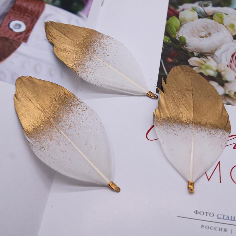 50Pcsdiy Jewelry Accessories Feather Big Floating Metal Clip Feather Swan Hair Jewelry Clothing Accessories Materials