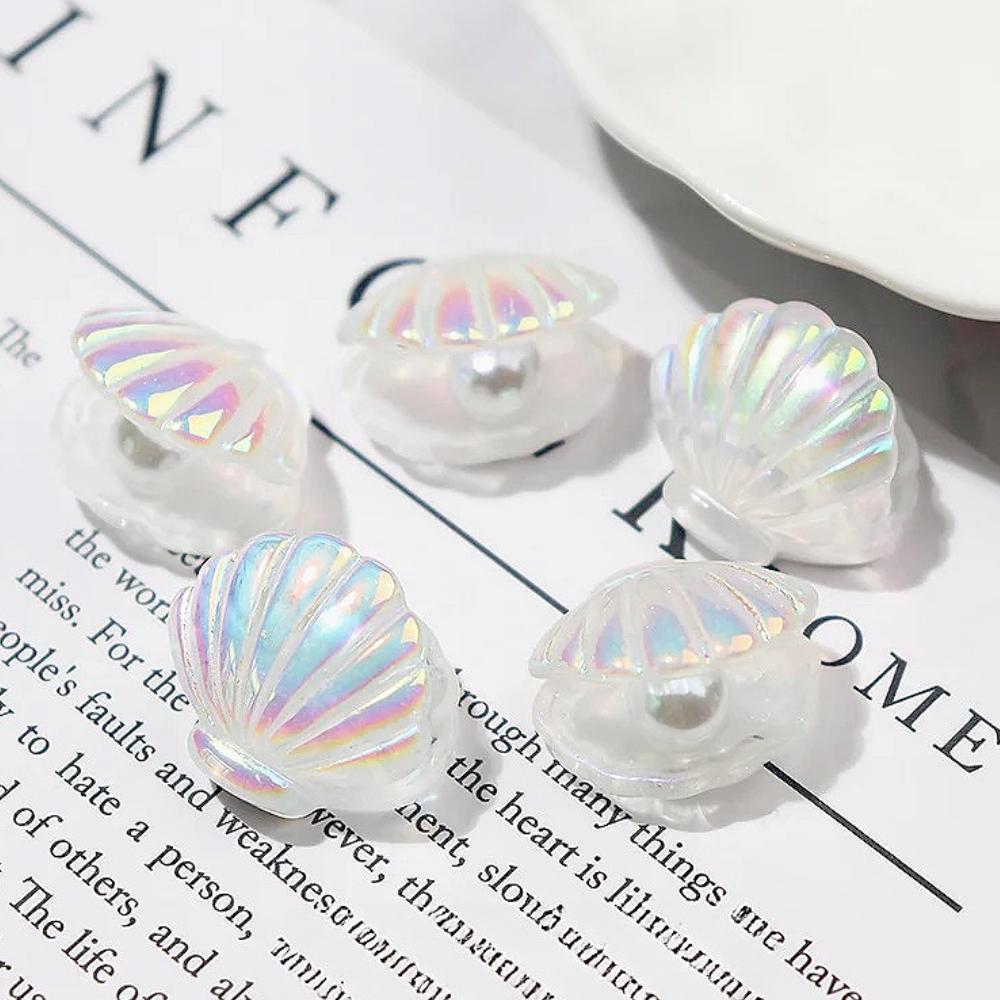 5/10pcs Mini Colorful Pearl & Resin Shell DIY Handmade Accessories Hair Clips Phone Case Decoration Material Mermaid Party Decor